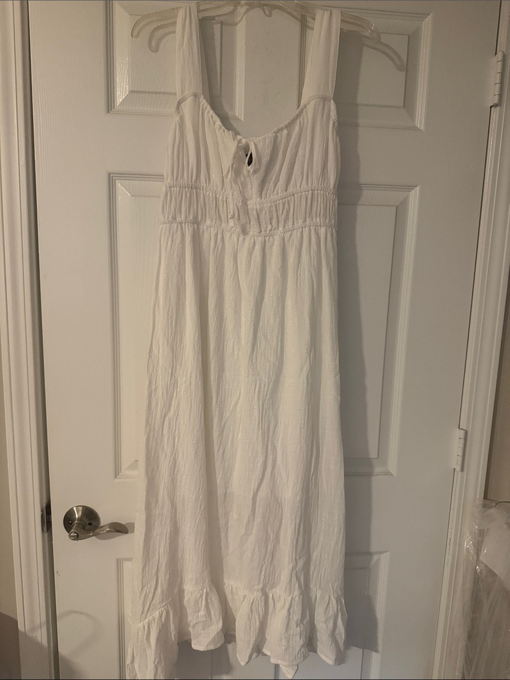 White Maxi Sundress with Ruffle Hem